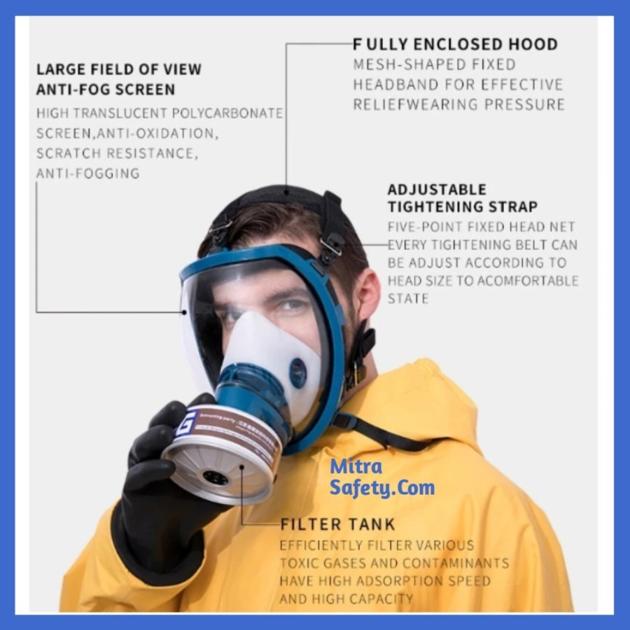 Jual Full Face Gas Mask Single Filter Tank / Masker Respirator | Shopee ...