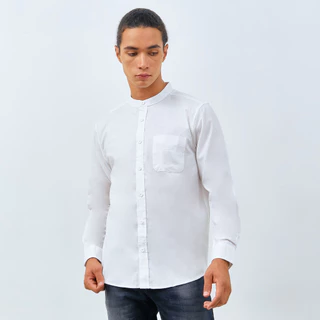 M231 Kemeja Pria Koko Shanghai Polos Panjang Putih 0185J