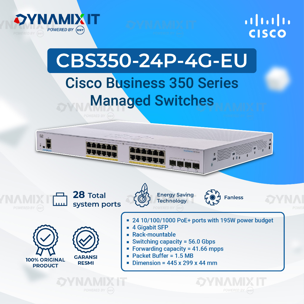 Jual CISCO Business CBS350 24P 4G EU Managed Switch 24 Port Gigabit 