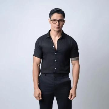 VENGOZ Kemeja Pria Pendek Slim Fit Viscose Red Wine SS