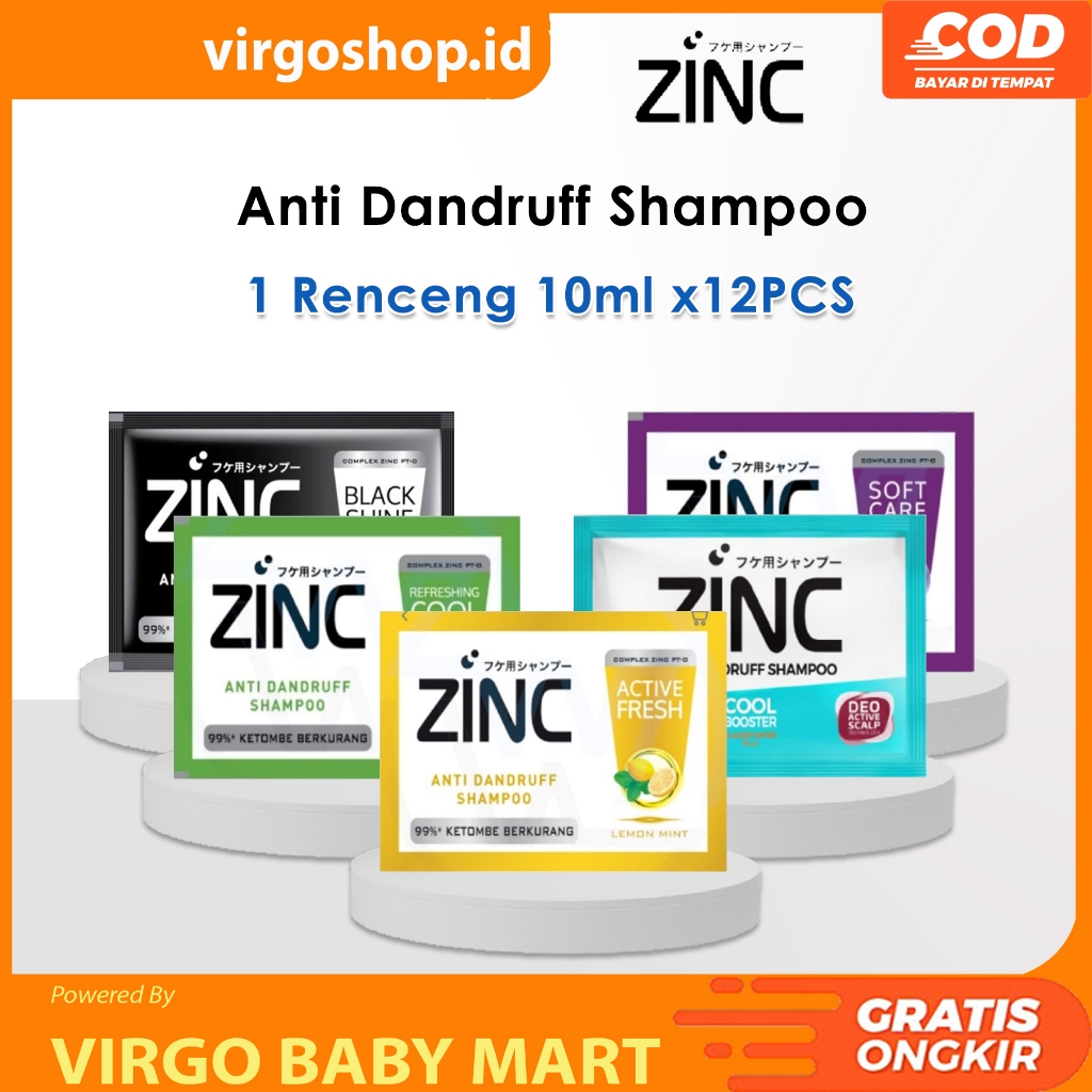Jual Zinc Shampoo Anti Dandruff Sachet 1 Renceng 12Pcs x10ml - Sampo ...