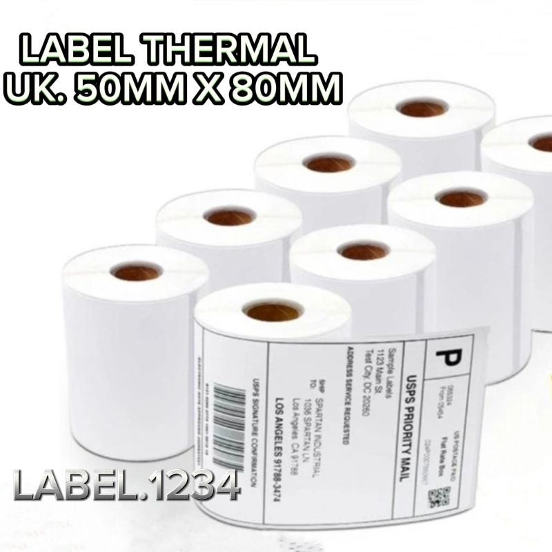 Jual ||Label sticker thermal 50mm x 80mm isi 500pcs | Shopee Indonesia