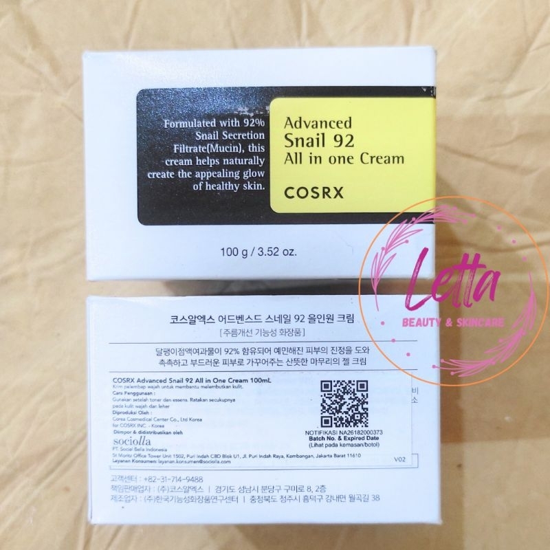 Jual COSRX Advanced Snail 92 All in One Cream COSRX Snail Mucin Cream ...