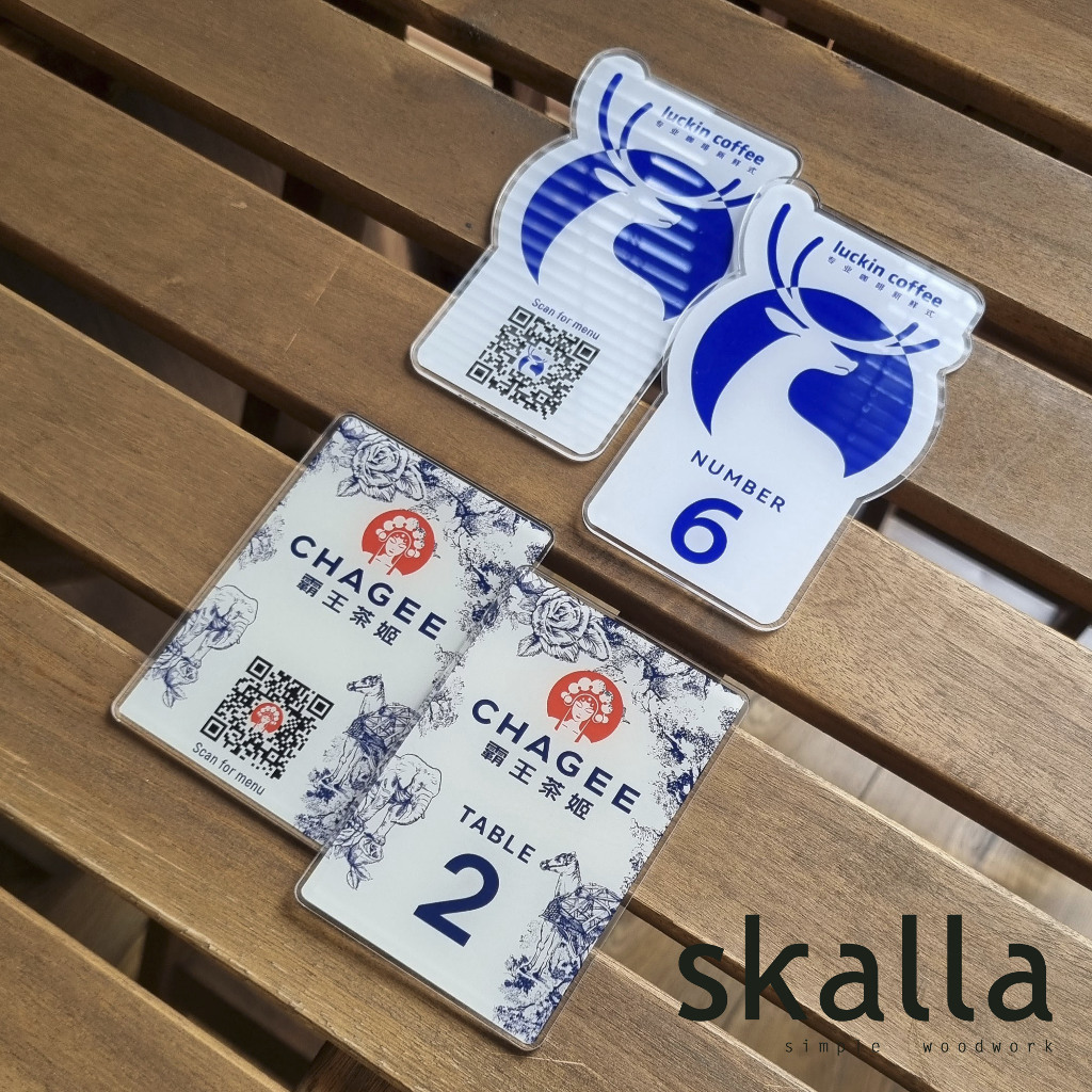 Jual Nomor Meja QR menu sign display tempel meja dinding wall table ...