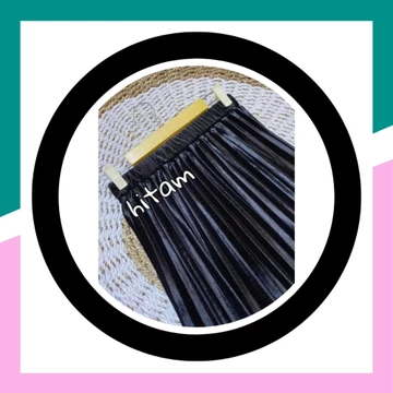 Rok Plisket Bludru Panjang Premium Import Jumbo
