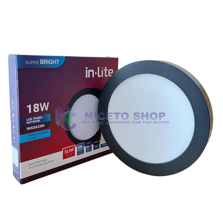 Jual InLite Downlight Outbow Bulat Body Black/hitam 6W 12W 18W In lite ...