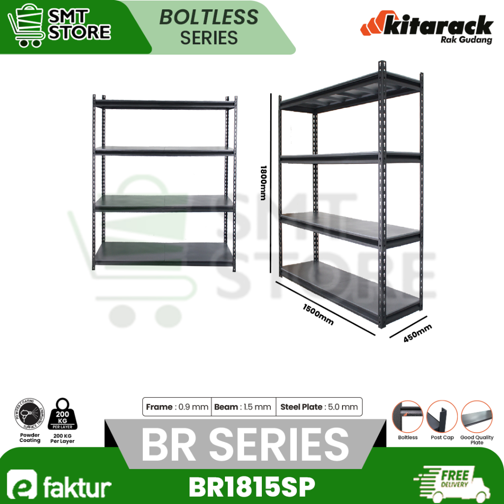 Jual Kitarack Boltless Rack 200KG / Layer Rak Gudang Besi 4 Susun Layer ...