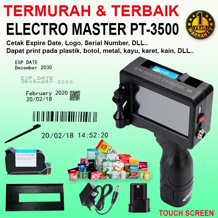 Jual ELECTRO MASTER PT-3500, Printer Handheld Inkjet, Printer Cetak ...