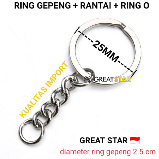 Jual RING GEPENG+Rantai+RING O/gantungan kunci tebal/ ±100 Pcs/pak ...