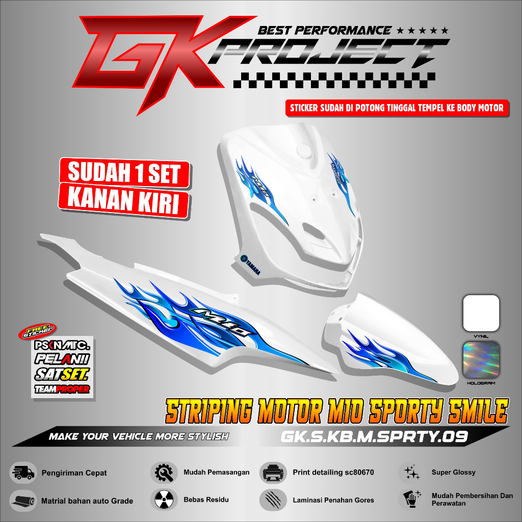 Jual Striping Mio Sporty Motif Api Bahan Transparan Super Glossy ...