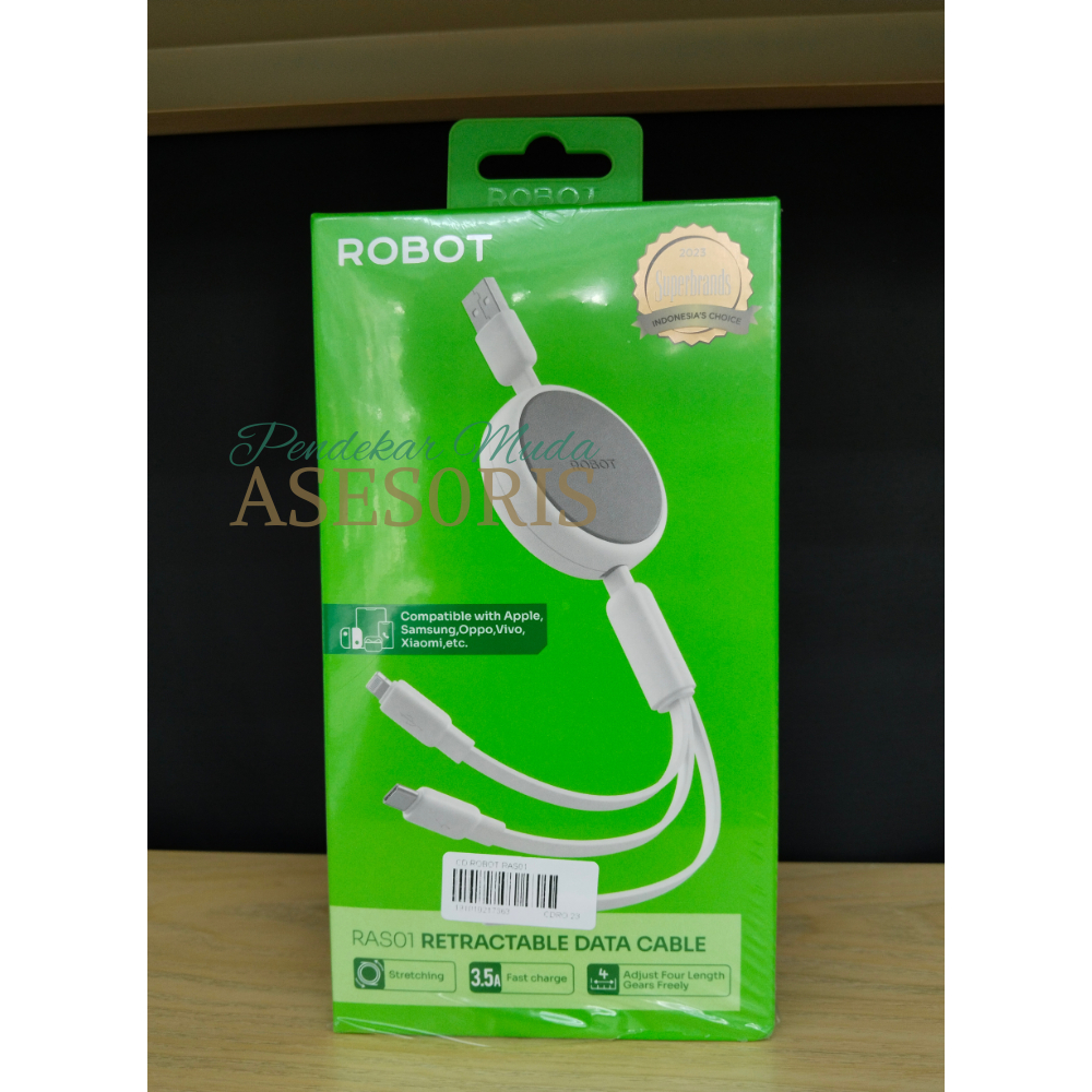 Jual Kabel Data ROBOT RAS01-3.5A 3 in 1 USB to Micro, Type C, Iphone ...