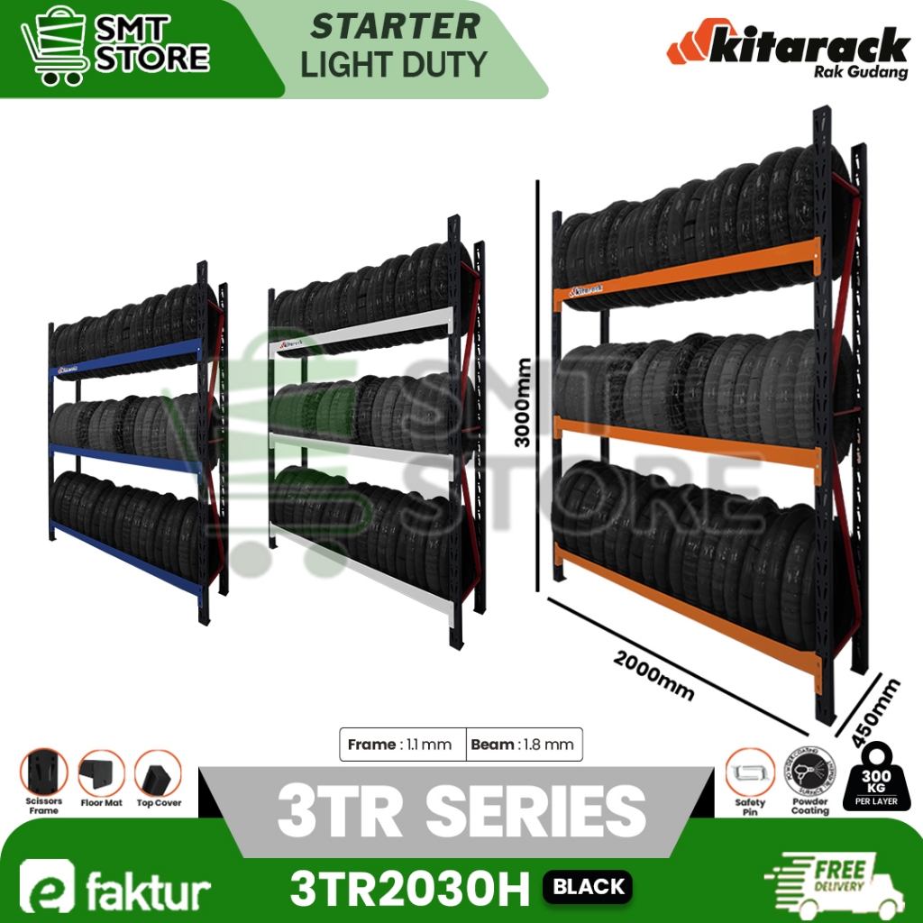 Jual KITARACK Rak Gudang 3TR2030 Tire Rack Hitam Series Rak Ban Motor ...