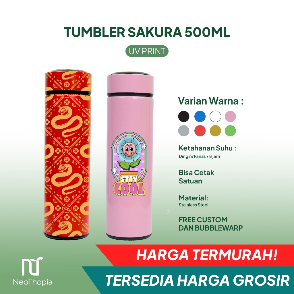 Jual Custom Tumbler Sakura 450ml Cetak Fullprint Uv Print Nama Logo ...