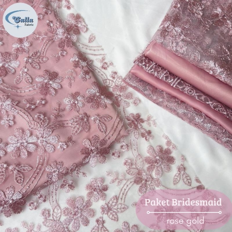 Jual Paket Lengkap Kain Bridesmaid / Kain Satin Velvet + Brukat Tile ...