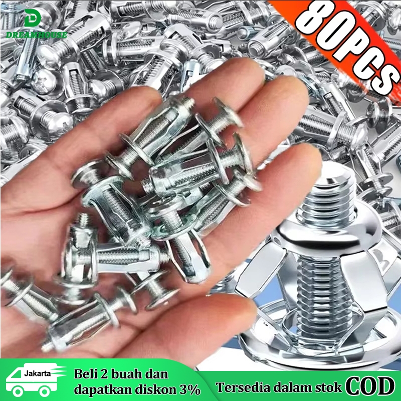 Jual 80pcs UneedTools Jack Nut/Rivet Plat Metal Sekrup M6*25MM Rivet ...