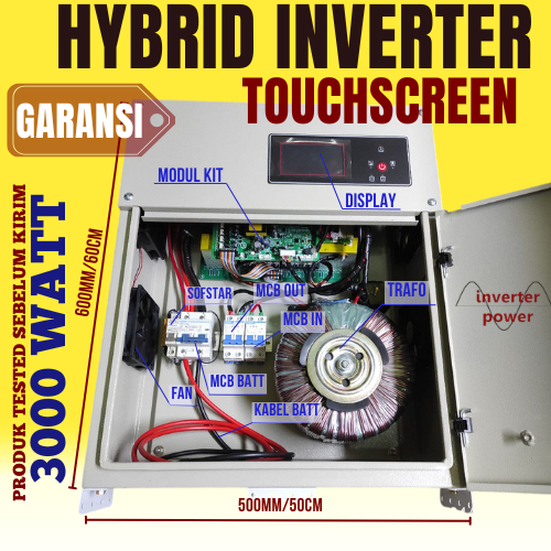 Jual Inverter UPS Box Panel 3000W LCD Touch Screen Pure Sine Wave ...
