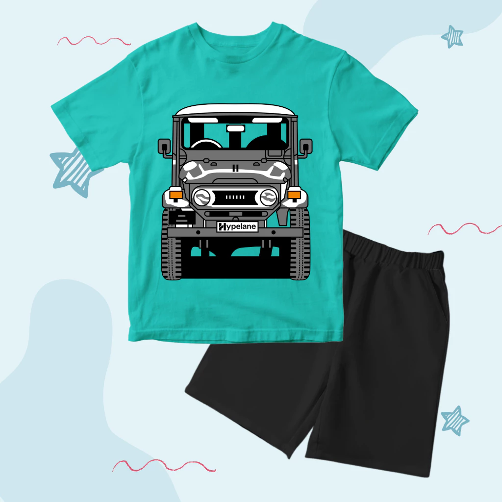 Setelan Kaos Anak Excavator Tampak Depan