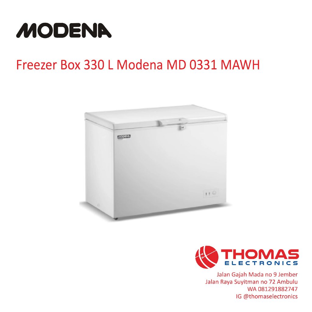 Jual Chest Freezer Box 330 Liter Modena MD0331MAWH MD 0331 MAWH ...