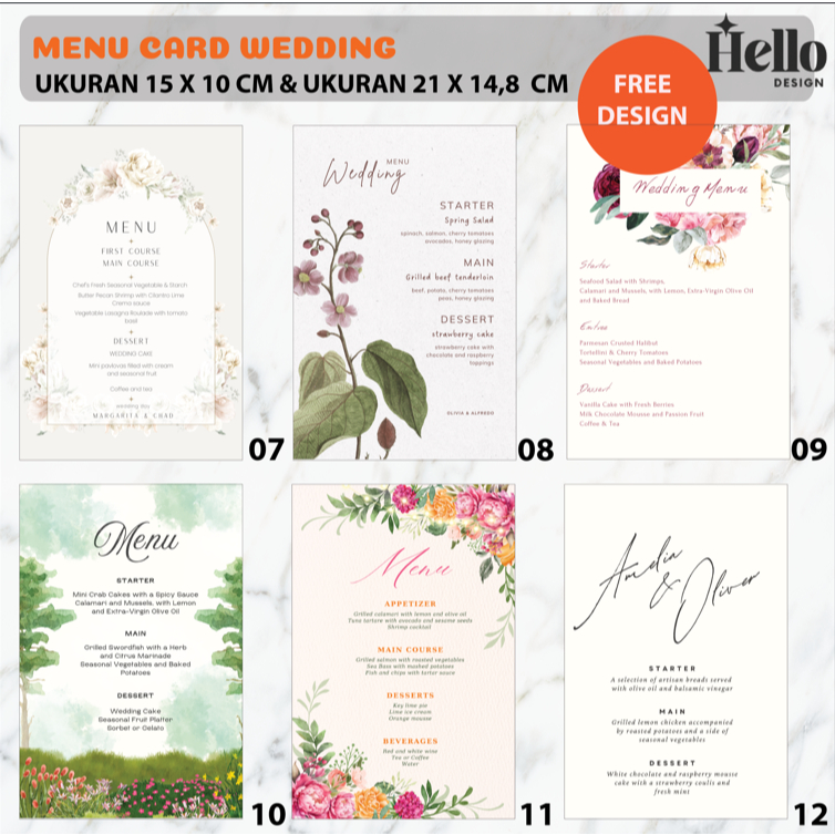 Jual (FREE CUSTOM)Menu Card Wedding Sangjit Birthday Lamaran / daftar ...
