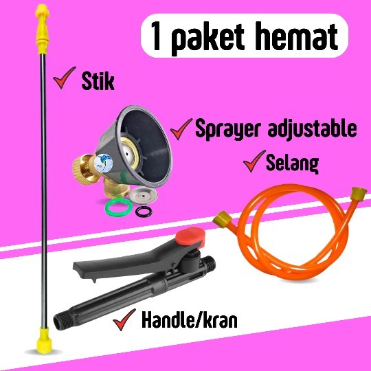 Jual PAKET KOMPLIT SEMPROTAN Stik+Handle+Selang+Sprayer Nozzle Corong ...
