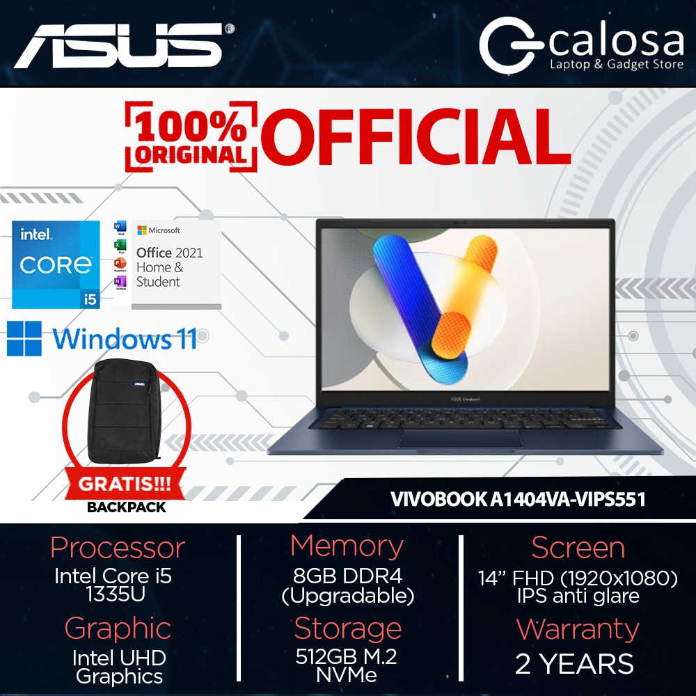 Jual Asus Vivobook 14 A1404VA VIPS551 VIPS552 Intel Core i5-1335U 8GB ...