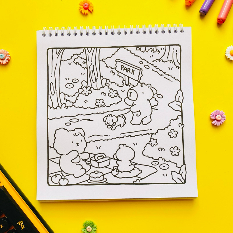 Jual Spring Moments Fuzzy Buddies Coloring Book Bogiki Stress Relief ...