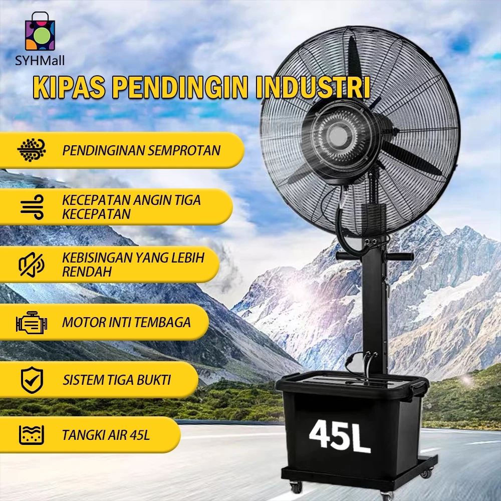 GARANSI 12 BULAN SYH Mall kipas industri 30 inch Kipas Mist Kipas Angin Semprot Embun 45Ltr Misty Fan 1.75Meter /Gratis Ongkir Kipas 30 Inch + Garansi 1 Tahun + COD - foto 1