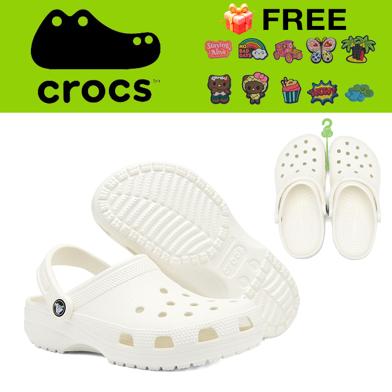 【COD】100% ORI CROCS UNISEX CLASSIC CLOG ORIGINAL SANDALS- BLACK/WHITE  ORIGINAL SANDALS