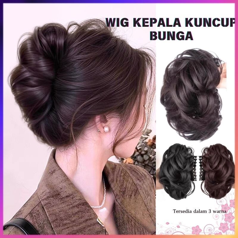 Jual HIL-6614 Wig kepala kuncup bunga wig Sanggul Jepit Rambut Palsu ...