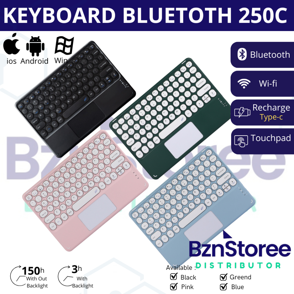 Jual Keyboard Wireless Keyboard Bluetooth With Touchpad Portable Dan ...