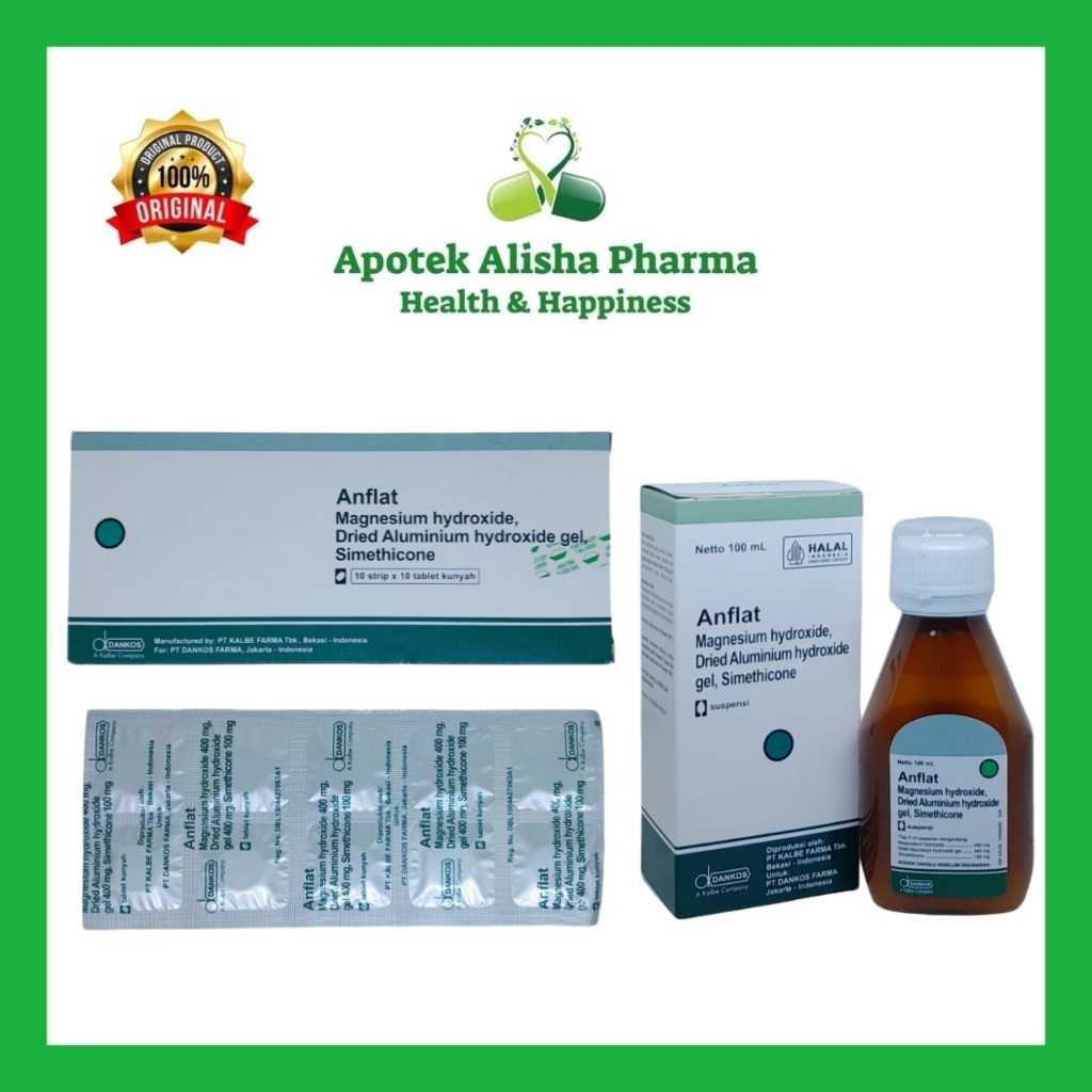 Jual Anflat Tablet Kunyah Box isi 100 / Strip isi 10 Obat Maag dan ...