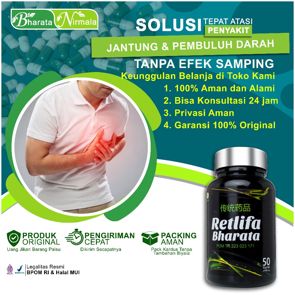Retlifa Bharata Obat Nyeri Dada Jantung Koroner Gagal Jantung Paling Ampuh Kemasan 500 gram