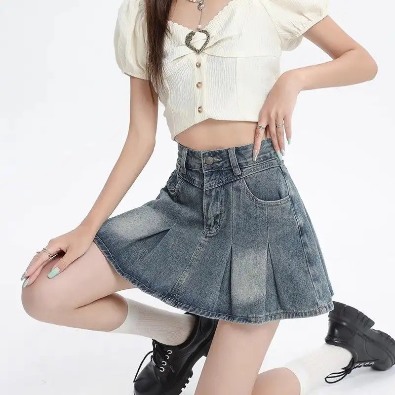 Jual mini skirt jeans ruffle rok cantik korea | Shopee Indonesia