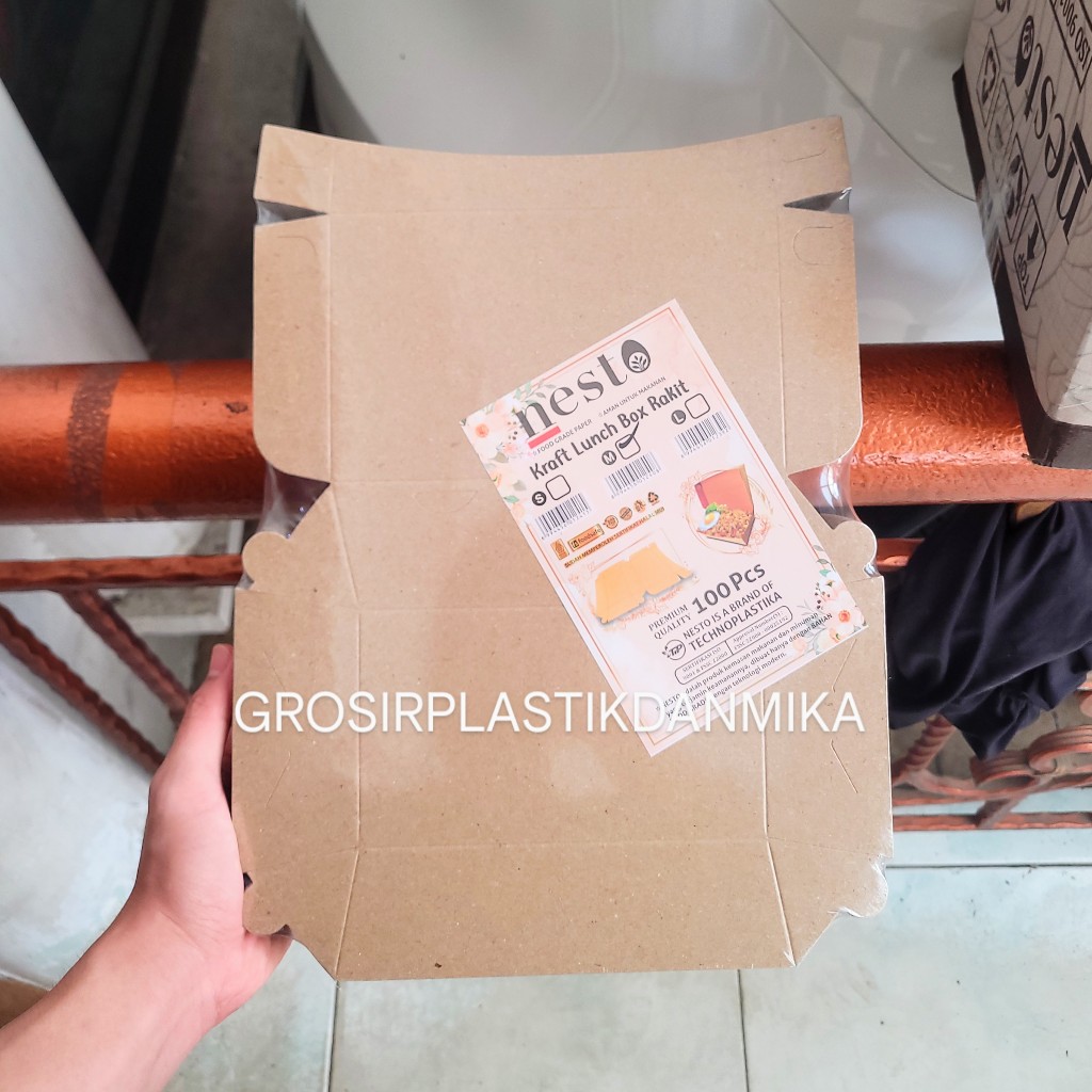 Jual PAPER LUNCH BOX M KRAFT RAKIT / LUNCH BOX RAKIT MEDIUM ISI 100 PCS ...