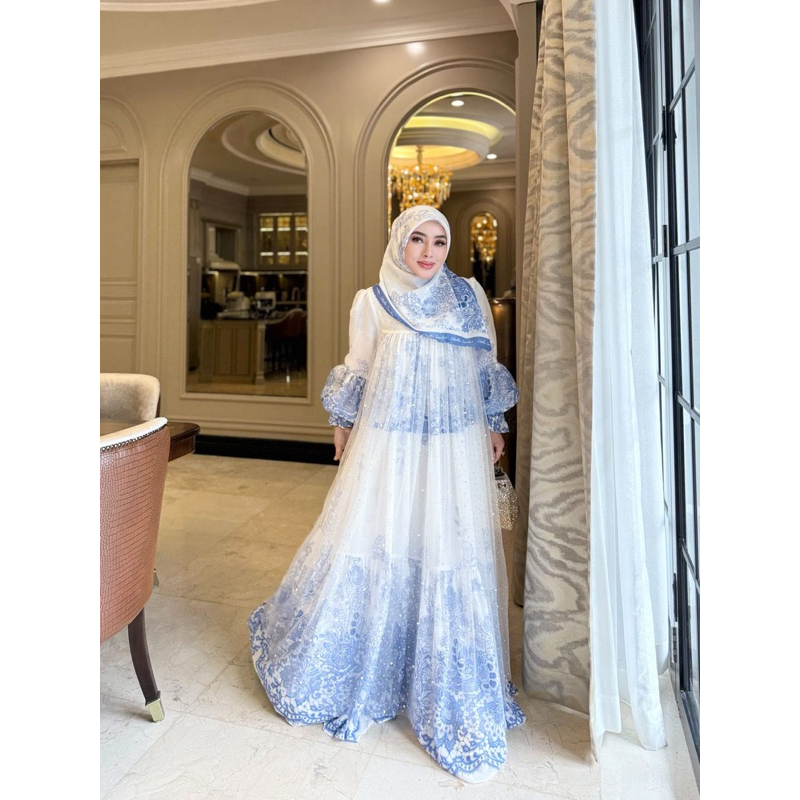Jual ShellaSaukia Gamis Tile mutiara mewah | Shopee Indonesia