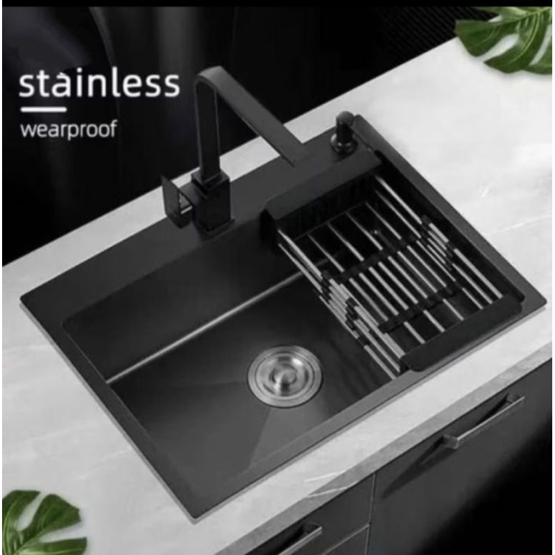 Jual Paket Lengkap Kitchen Sink Stainless 5243 Black / Sink 5040 Hitam ...