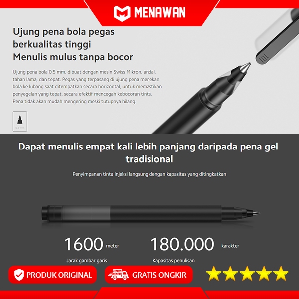 Jual Xiaomi Mi High Capacity Ink Pen Gel Mikuni Ink Pulpen Pena Pack 10 ...