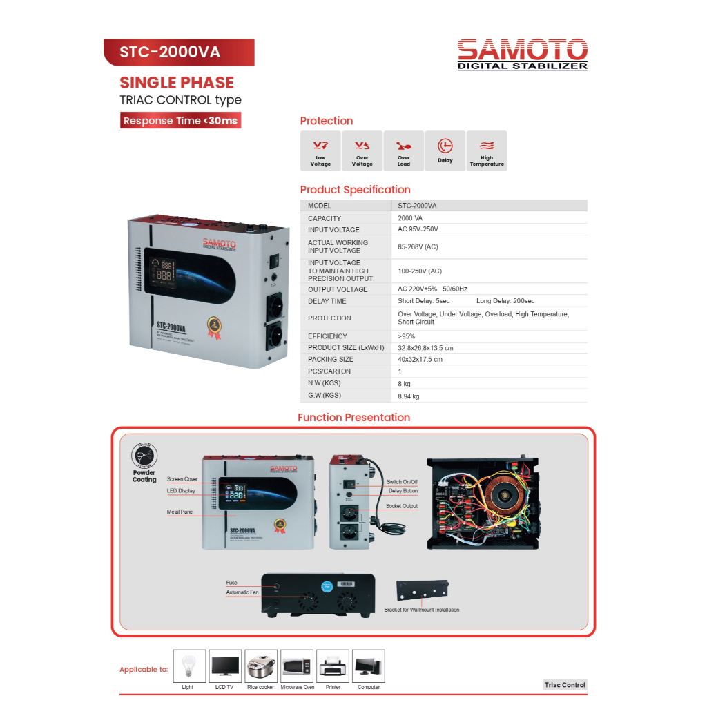 Jual Stabilizer Samoto 2KVA Triac Control Stabiliser 2000VA Stavol ...