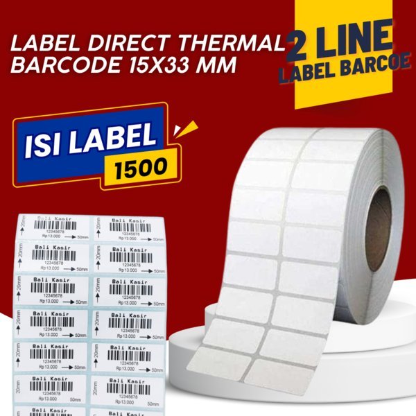 Jual Promo Label Barcode Direct Thermal 2 Line 33x15mm [1500 PCS ...