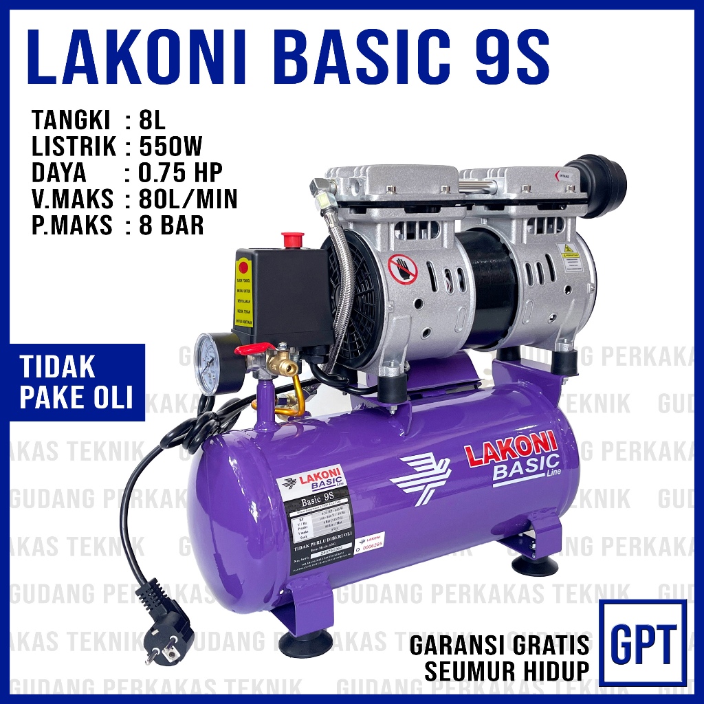 Jual Kompresor Lakoni Basic 9S Kompresor Angin Silent Lakoni Basic 9 S ...