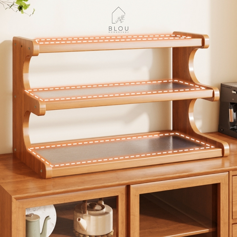 Jual Blou Rak Kayu Aesthetic Estetik Kitchen rack seasoning storage ...