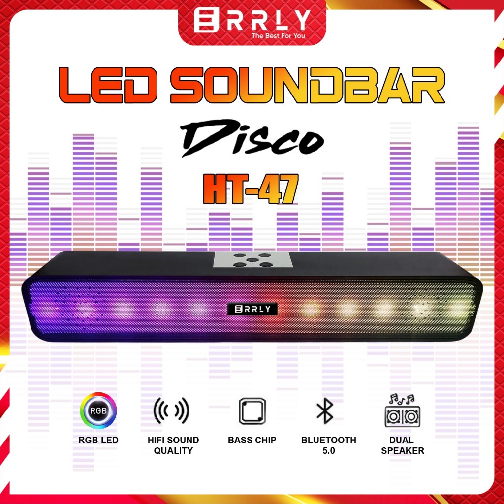 Jual ERRLY Speaker Bluetooth Disco HT47 LED RGB LIGHT SOUNDBAR Portable ...