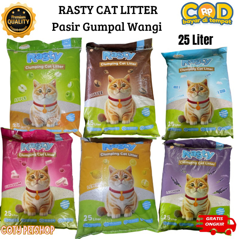 Jual Pasir Kucing Gumpal RASTY 25L | Shopee Indonesia