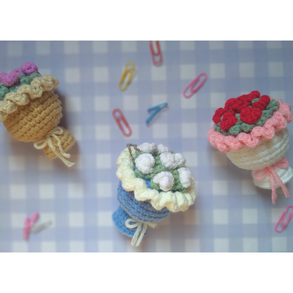Jual Gantungan Kunci Rajut Mini Bouquet | Bagcharm Crochet | Amigurumi ...