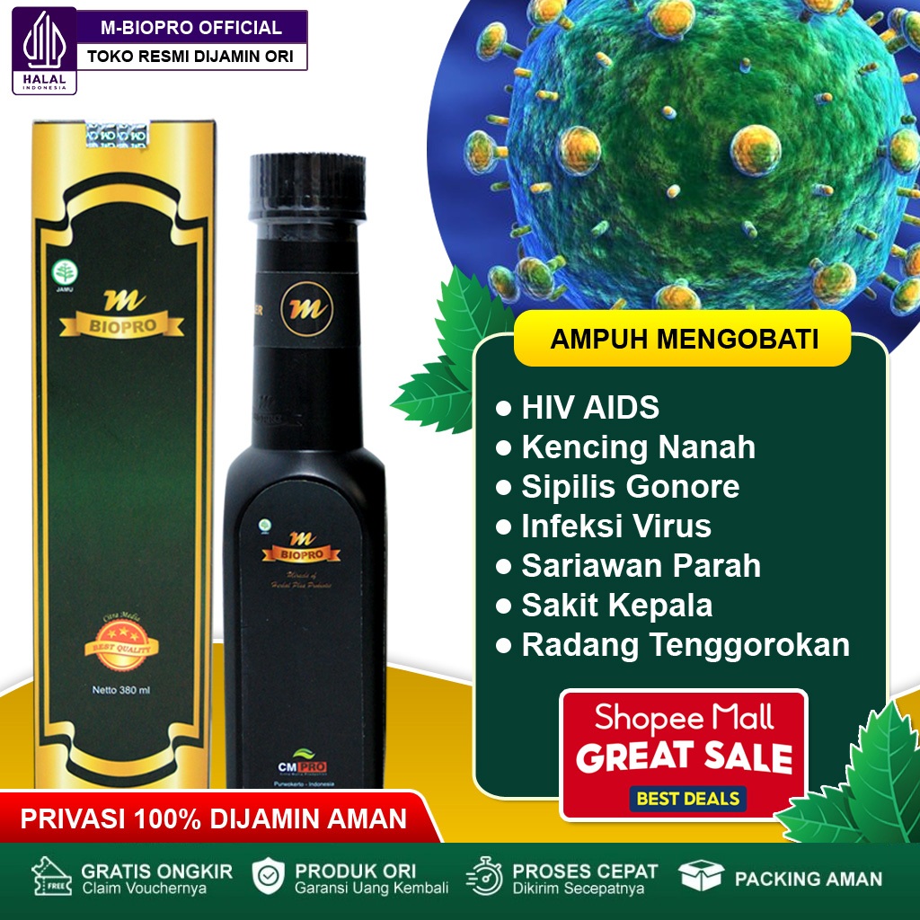 Obat HIV AIDS Paling Ampuh, Sipilis, Gonore, Kencing Nanah, Herpes Kelamin, Antivirus HIV, Gejala HIV - Mbiopro Asli Original