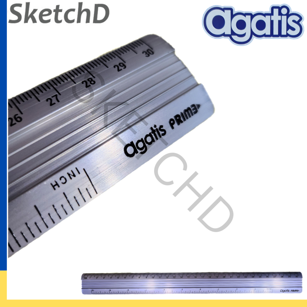 Jual Penggaris Datar Aluminium 30cm Agatis Prime Metal Ruler 30 cm ...