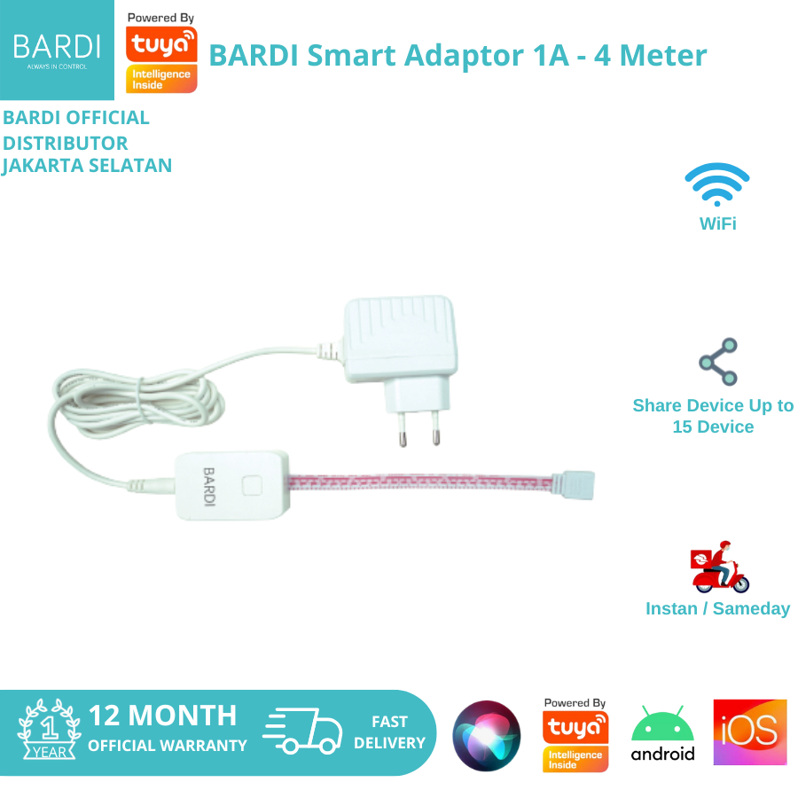Jual BARDI Smart Adaptor 1A untuk LED strip 2M - 4 Meter | Shopee Indonesia