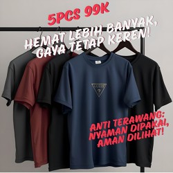 Paket 5 Kaos T-Shirt Cotton PE 24S hanya 99 ribu, kaos unisex lengan pendek untuk pria/wanita - Baju, Kaos DIstro -