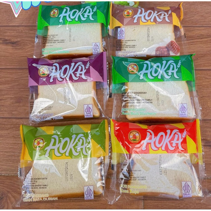 Jual Aoka Roti Panggang All Varian Rasa Cokelat Vanila Strawbery Keju