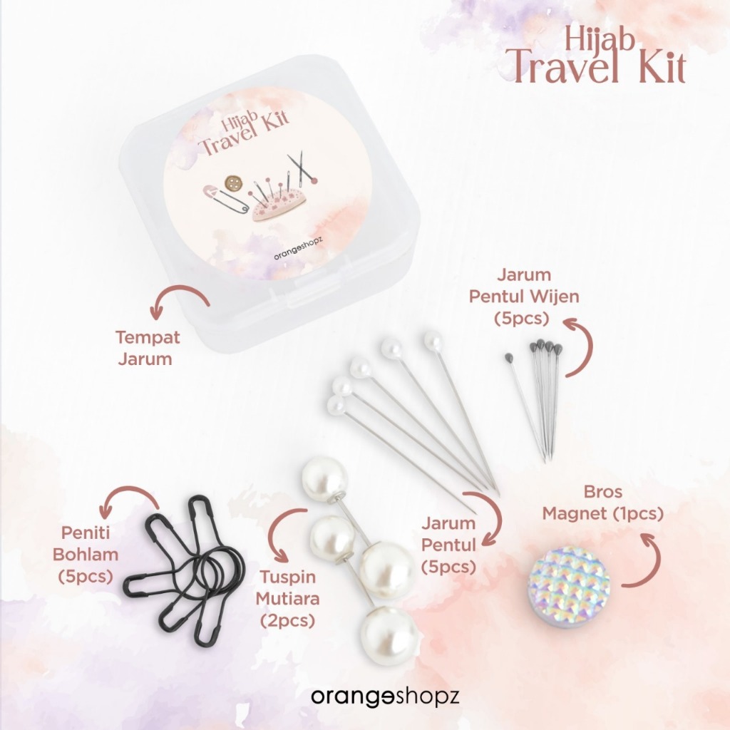 Jual Hijab Travel Kit / Kotak Jarum Pentul Unik / Compact Hijab Kit by ...